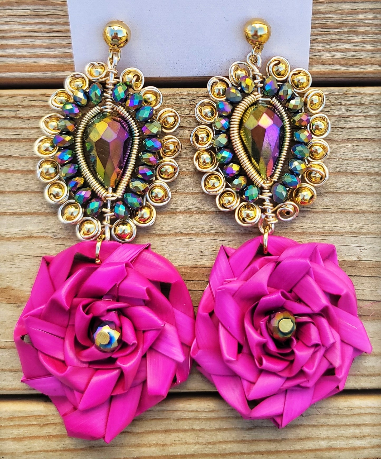 Earings Filigrana Flor Fuchsia